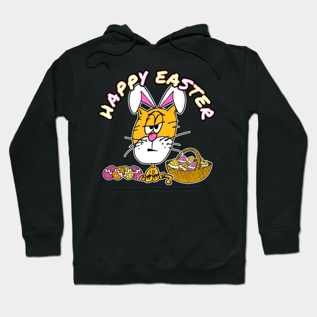 Easter Cat Bunny Eggs Sarcasm Hoodie by doodlerob